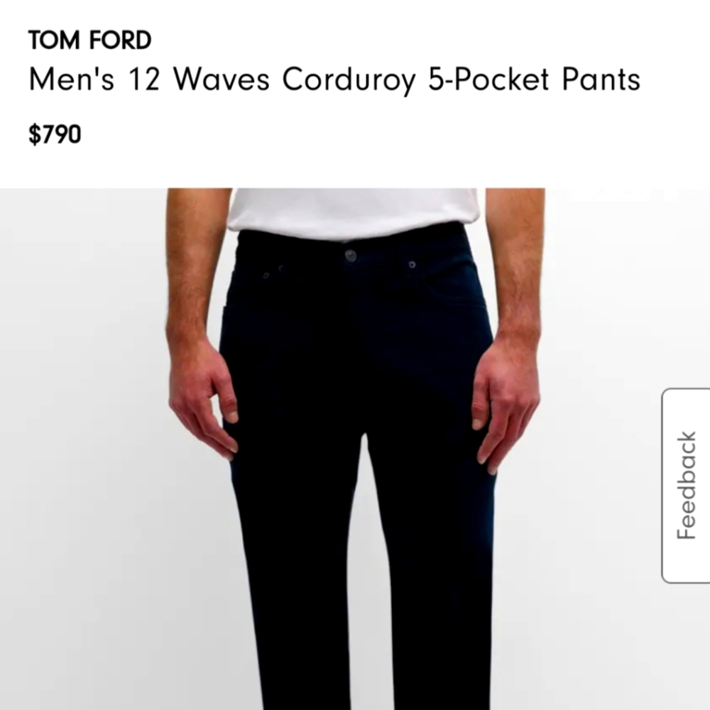 Tom Ford sz 28 slim black corduroy pant